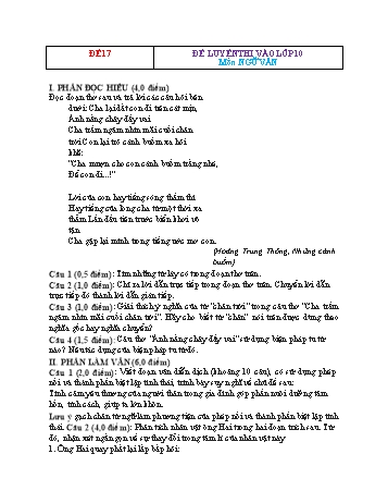 Đề luyện thi vào Lớp 10 môn Ngữ văn - Đề 17 (Có đáp án)