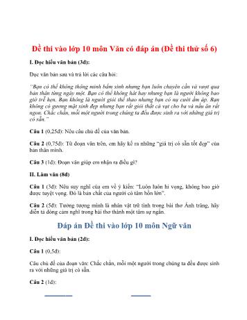 Đề thi thử vào Lớp 10 môn Ngữ văn - Đề số 6 (Có đáp án)