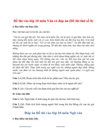 Đề thi thử vào Lớp 10 môn Ngữ văn - Đề số 8 (Có đáp án)