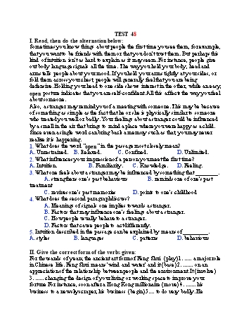 Đề thi tuyển sinh vào Lớp 10 THPT môn Tiếng Anh (Chuyên) - Test 48