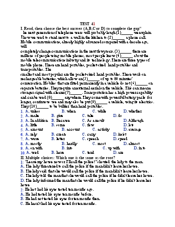 Đề thi tuyển sinh vào Lớp 10 THPT môn Tiếng Anh (Chuyên) - Test 41