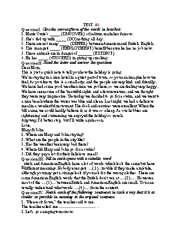 Đề thi tuyển sinh vào Lớp 10 THPT môn Tiếng Anh (Chuyên) - Test 44