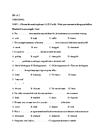 Đề thi thử vào Lớp 10 môn Tiếng Anh - Đề số 2 - Năm học 2021-2022 - Trường THCS Hùng Vương (Có đáp án)