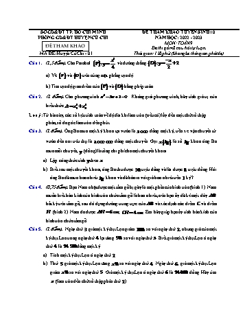 Đề tham khảo tuyển sinh Lớp 10 môn Toán - Mã đề HCC1 - Năm học 2022-2023 - Phòng GD&ĐT Củ Chi (Có hướng dẫn giải)