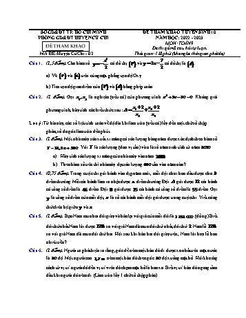 Đề tham khảo tuyển sinh Lớp 10 môn Toán - Mã đề HCC2 - Năm học 2022-2023 - Phòng GD&ĐT Củ Chi (Có hướng dẫn giải)