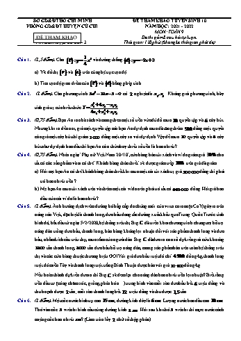 Đề tham khảo tuyển sinh Lớp 10 môn Toán - Mã đề HCC3 - Năm học 2021-2022 - Phòng GD&ĐT Củ Chi (Có hướng dẫn giải)
