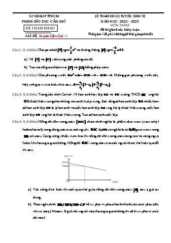 Đề tham khảo tuyển sinh Lớp 10 môn Toán - Mã đề HCG1 - Năm học 2022-2023 - Phòng GD&ĐT Cần Giờ (Có hướng dẫn giải)