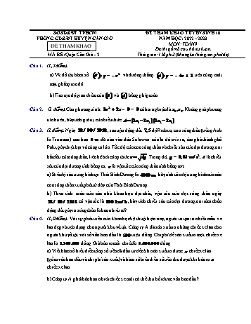 Đề tham khảo tuyển sinh Lớp 10 môn Toán - Mã đề QCG2 - Năm học 2022-2023 - Phòng GD&ĐT Cần Giờ (Có hướng dẫn giải)