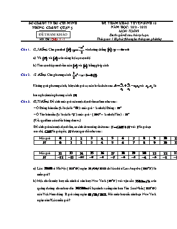 Đề tham khảo tuyển sinh Lớp 10 môn Toán - Mã đề Quận 5.1 - Năm học 2021-2022 - Phòng GD&ĐT Quận 5 (Có hướng dẫn giải)