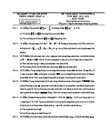 Đề tham khảo tuyển sinh Lớp 10 môn Toán - Mã đề Quận 5.3 - Năm học 2021-2022 - Phòng GD&ĐT Quận 5 (Có hướng dẫn giải)