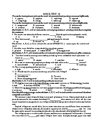 Đề thi thử vào Lớp 10 môn Tiếng Anh - Test 26 (Có đáp án)