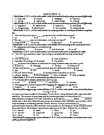 Đề thi thử vào Lớp 10 môn Tiếng Anh - Test 32 (Có đáp án)