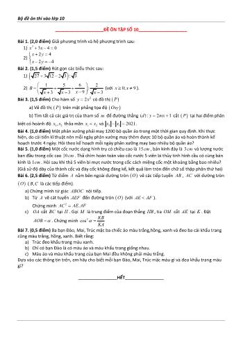 Đề ôn thi vào Lớp 10 môn Toán - Đề số 10 - Năm học 2023-2024 (Có lời giải chi tiết)