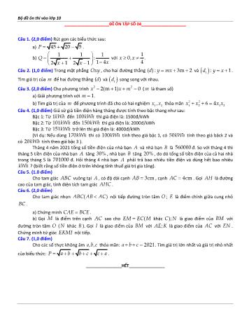 Đề ôn thi vào Lớp 10 môn Toán - Đề số 4 - Năm học 2023-2024 (Có lời giải chi tiết)