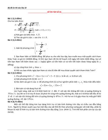 Đề ôn thi vào Lớp 10 môn Toán - Đề số 5 - Năm học 2023-2024 (Có lời giải chi tiết)