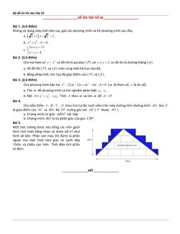 Đề ôn thi vào Lớp 10 môn Toán - Đề số 6 - Năm học 2023-2024 (Có lời giải chi tiết)