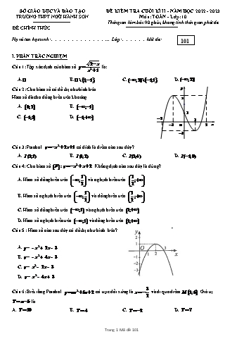 Đề kiểm tra cuối kì 2 Toán Lớp 10 - Mã đề 101 - Năm học 2022-2023 - Trường THPT Ngũ Hành Sơn (Có đáp án)