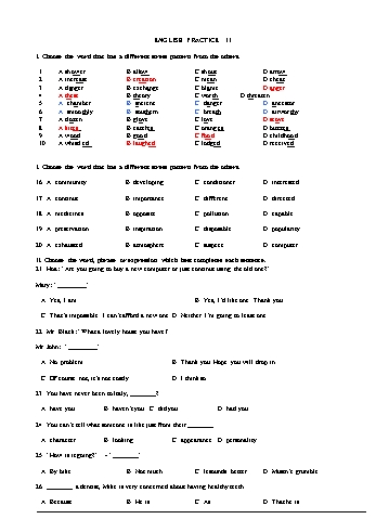 Đề luyện thi vào Lớp 10 chuyên Tiếng Anh - Đề 11 (Có đáp án)