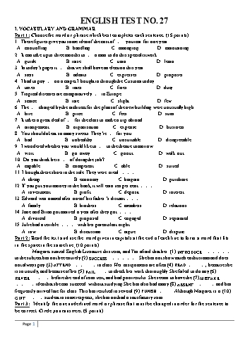 Đề luyện thi vào Lớp 10 chuyên Tiếng Anh - Đề 27 (Có đáp án)
