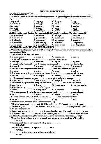 Đề luyện thi vào Lớp 10 chuyên Tiếng Anh - Đề 45 (Có đáp án)