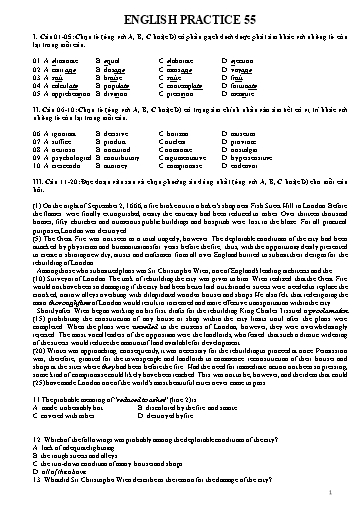 Đề luyện thi vào Lớp 10 chuyên Tiếng Anh - Đề 55 (Có đáp án)